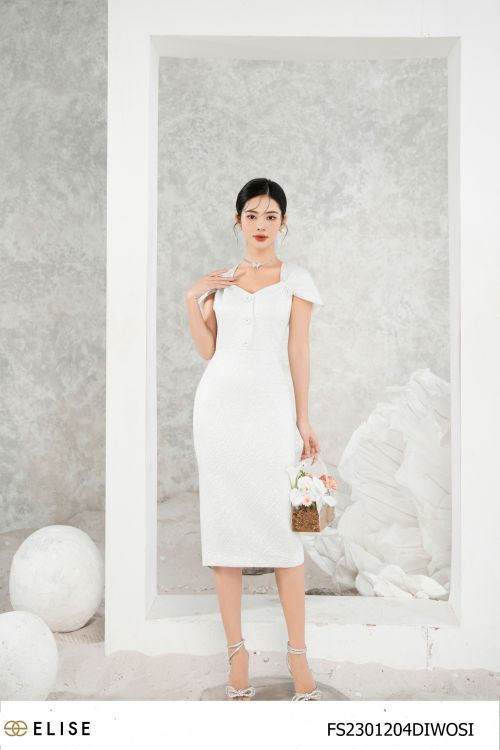 ĐẦM GẤM XỐP BẠC NHÚN VAI