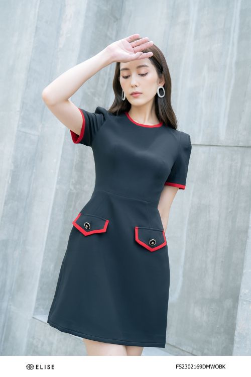 ĐẦM ĐEN PHỐI VIỀN ĐỎ