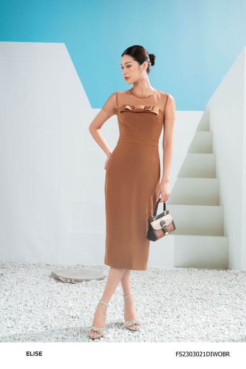 ĐẦM NÂU PHỐI LƯỚI NƠ NGỰC