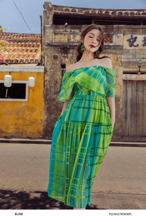 ĐẦM TƠ KẺ NỀN XANH BÈO CỔ TRỄ VAI