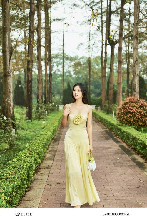 ĐẦM 2 DÂY TƠ ÓNG VÀNG ĐÍNH HOA NGỰC