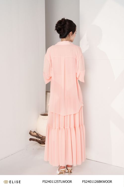 CHÂN VÁY CHIFFON CAM ĐÀO BÈO TẦNG