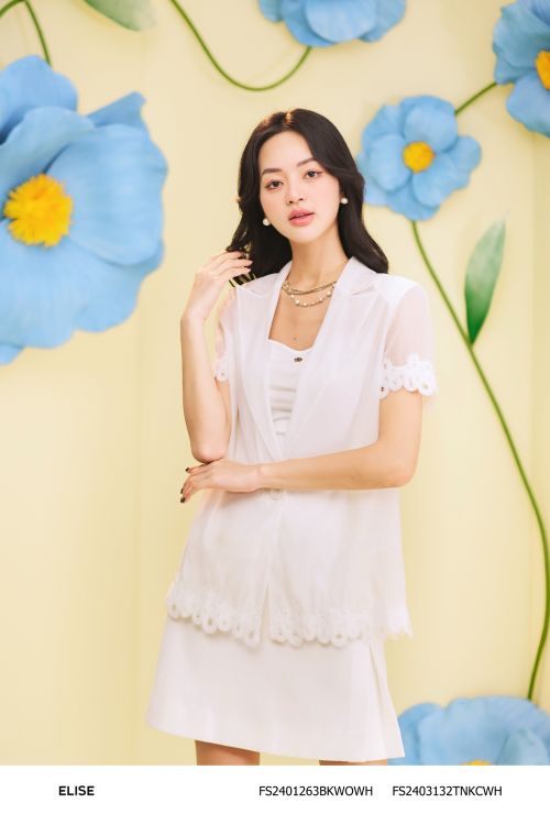 JUPE TRẮNG TÚI ỐP LỆCH