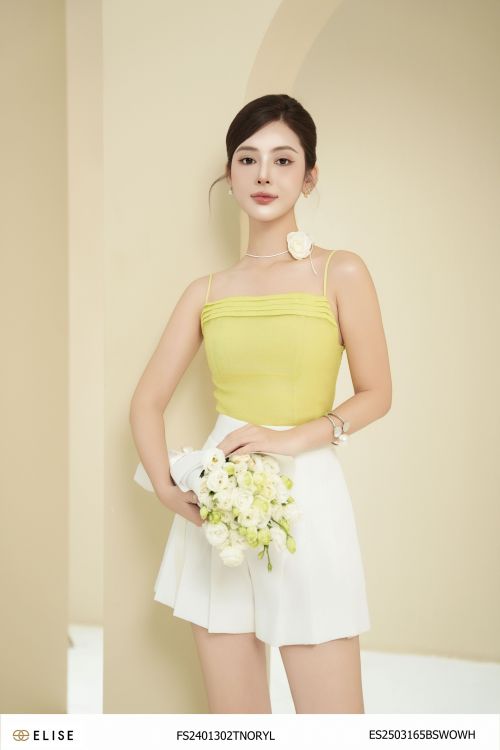 ÁO 2 DÂY TƠ VÀNG CHANH XẾP MÍ NGỰC