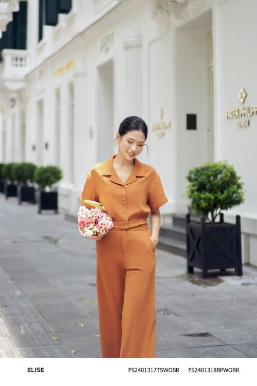 SM NÂU CỔ VEST XẾP LY GẤU