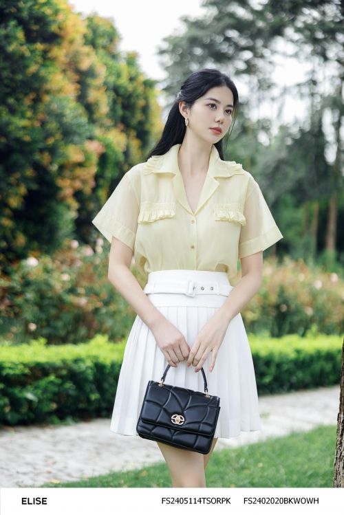 JUPE NGẮN TRẮNG DẬP LY ĐAI CẠP