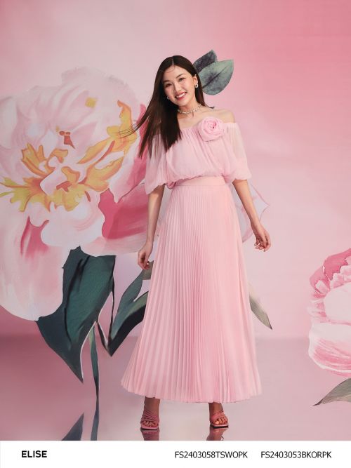 CHÂN VÁY TƠ HỒNG DẬP LY