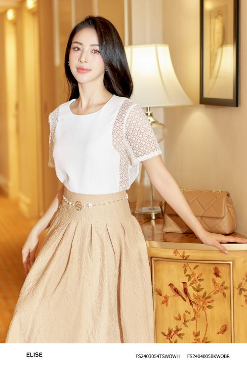 ÁO TRẮNG PHỐI REN HT QUẢ TRÁM
