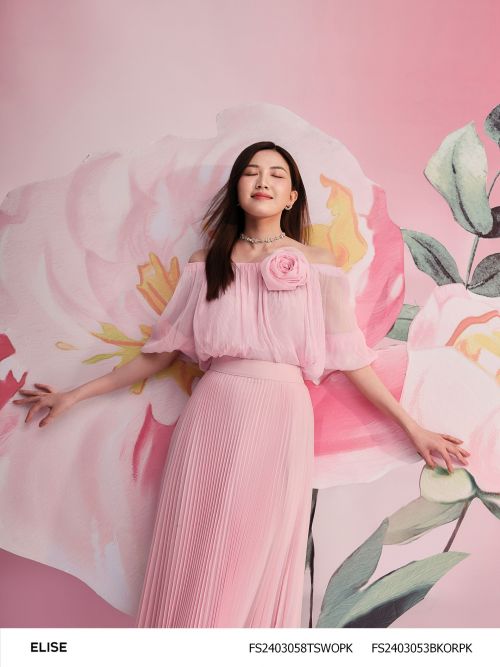 ÁO VOAN NHĂN HỒNG TRỄ VAI ĐÍNH HOA