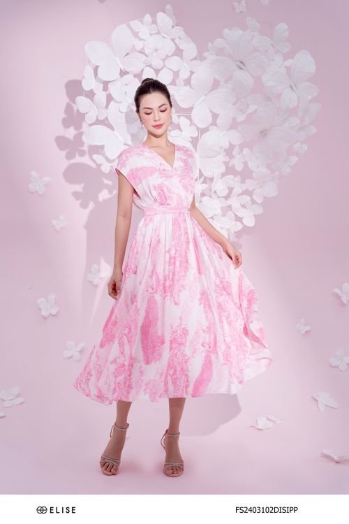 ĐẦM LỤA HT HỒNG CỔ V