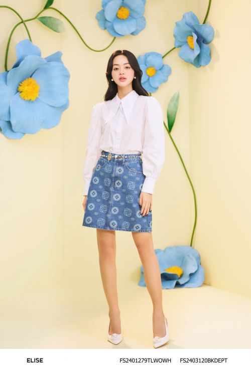 JUPE JEANS HỌA TIẾT LOGO