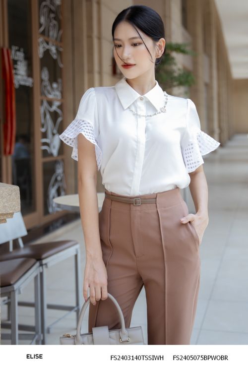 SM LỤA TRẮNG TAY VOAN TRẮNG KẺ