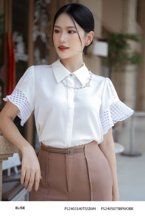 SM LỤA TRẮNG TAY VOAN TRẮNG KẺ