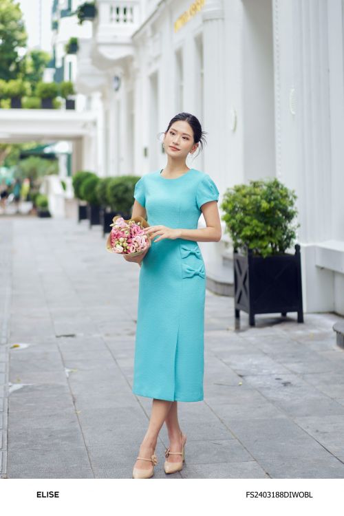 ĐẦM VÂN XANH NGỌC TAY LY SÚP ĐÍNH NƠ