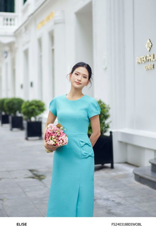 ĐẦM VÂN XANH NGỌC TAY LY SÚP ĐÍNH NƠ