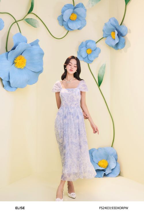 ĐẦM TƠ TRẮNG HOA XANH NƠ SAU