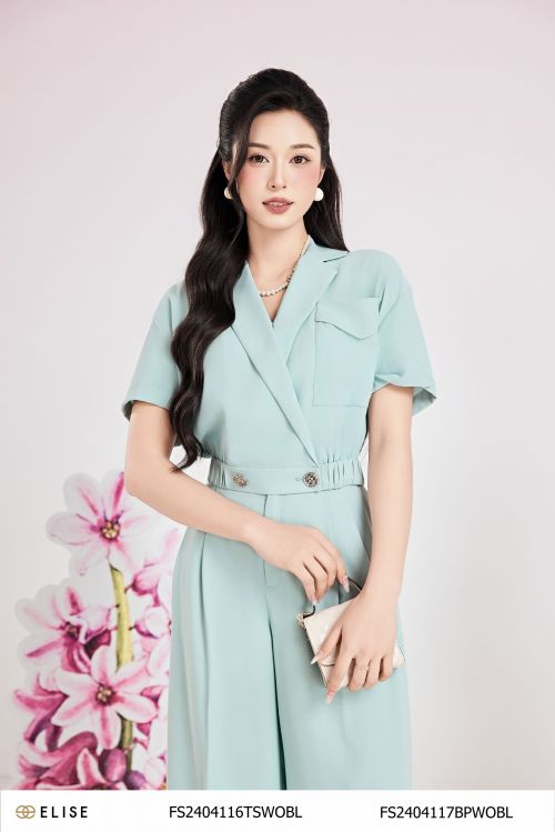 SM XANH DA TRỜI CỔ VEST CHUN GẤU