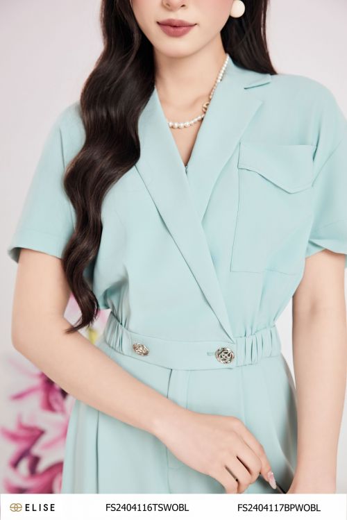 SM XANH DA TRỜI CỔ VEST CHUN GẤU