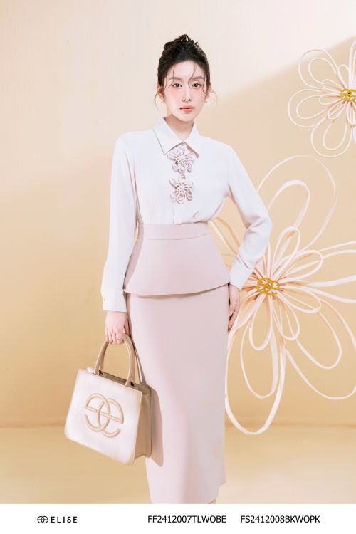 JUPE BÚT CHÌ HỒNG NUDE PEPLUM