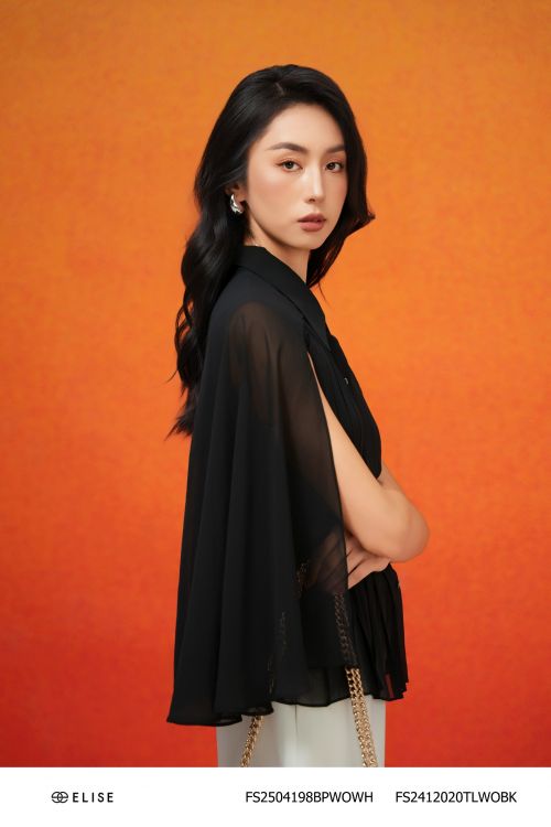 SM CHIFFON ĐEN DẬP LY PHỦ VẠT SAU