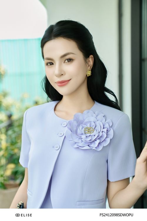 SET ĐẦM 2 DÂY + KHOÁC LỬNG TÍM ĐÍNH HOA
