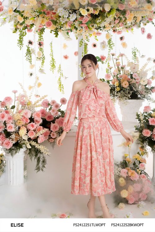 CV CHIFFON HOA GINKGO XẾP LY