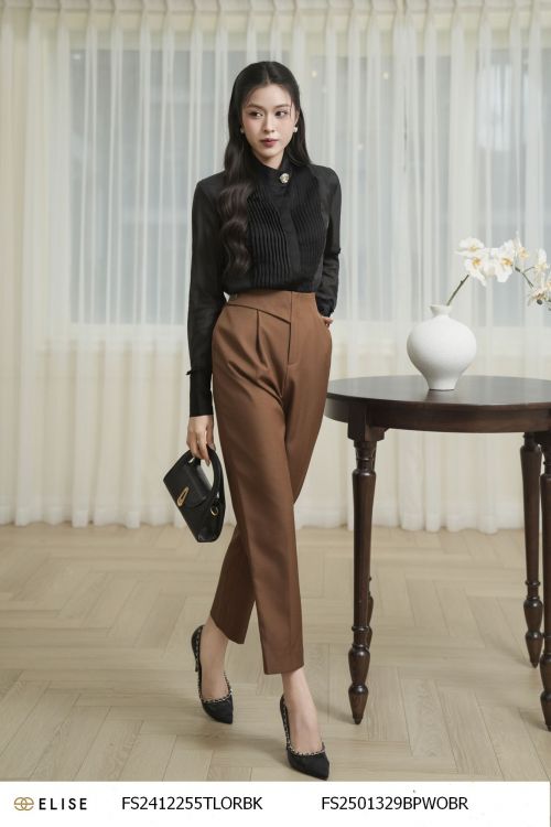 QUẦN BAGGY NÂU CẠP CHÉO BÊN