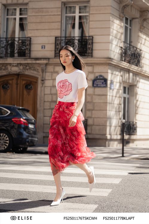 CV LƯỚI HOA HỒNG ĐỎ NHÚN BÈO XẾP TẦNG