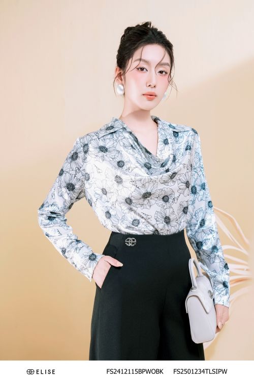 SM LỤA TRẮNG HOA ĐEN CỔ ĐỨC ĐỔ