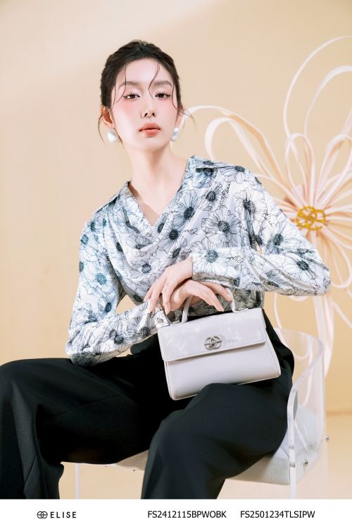SM LỤA TRẮNG HOA ĐEN CỔ ĐỨC ĐỔ