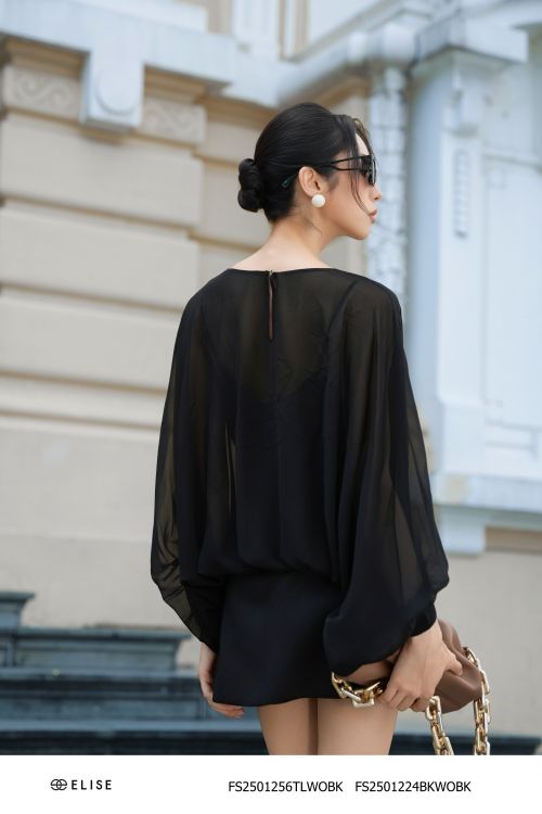 ÁO CHIFFON ĐEN CÁNH DƠI