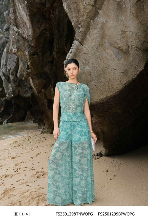 QUẦN SUÔNG VOAN XANH LÁ HT SAO BIỂN