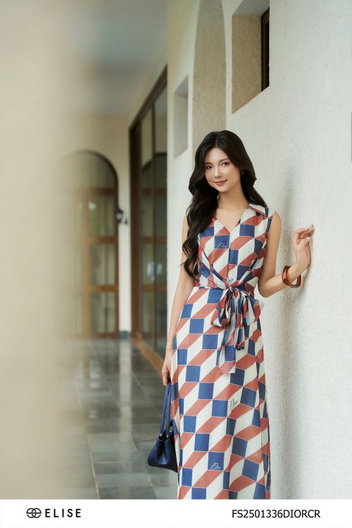 ĐẦM TƠ KEM HT RUBIC BUỘC DÂY EO