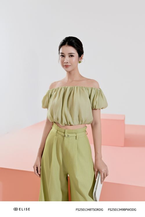 ÁO TƠ XANH CỎ ÚA TRỄ VAI CHUN GẤU