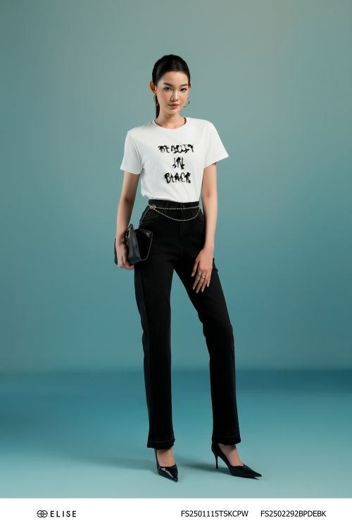 QUẦN DENIM ĐEN GẤU TUA RUA