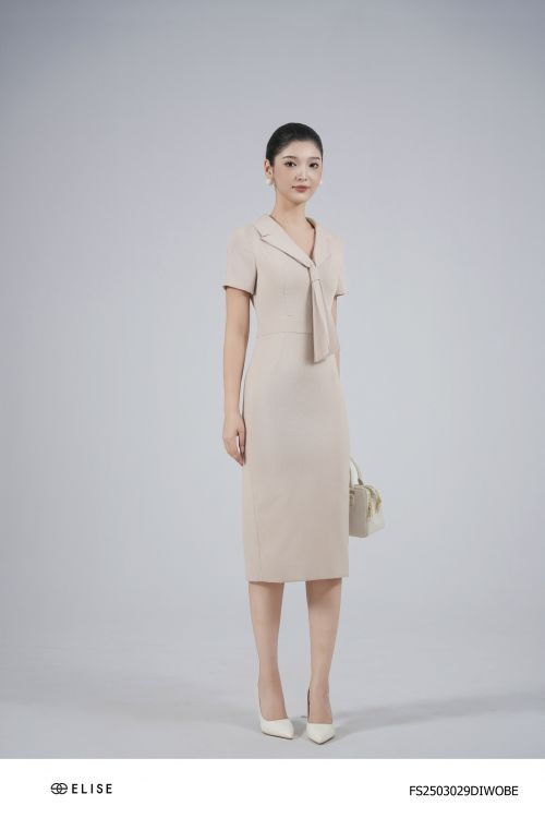 ĐẦM BÚT CHÌ VÂN BE CỔ VEST DÂY BUỘC