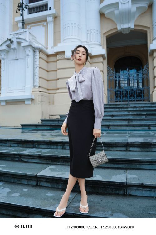 JUPE VÂN ĐEN CẠP XẾP NHÚN
