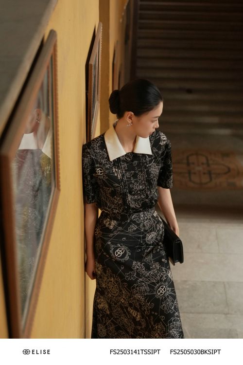 SM LỤA ĐEN HT TRẮNG PHỐI CỔ