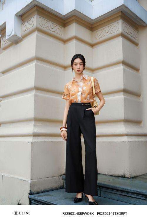 QUẦN SUÔNG ĐEN XẾP LY CẠP XÍCH