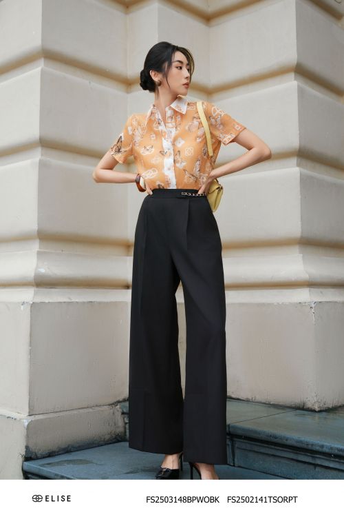 QUẦN SUÔNG ĐEN XẾP LY CẠP XÍCH
