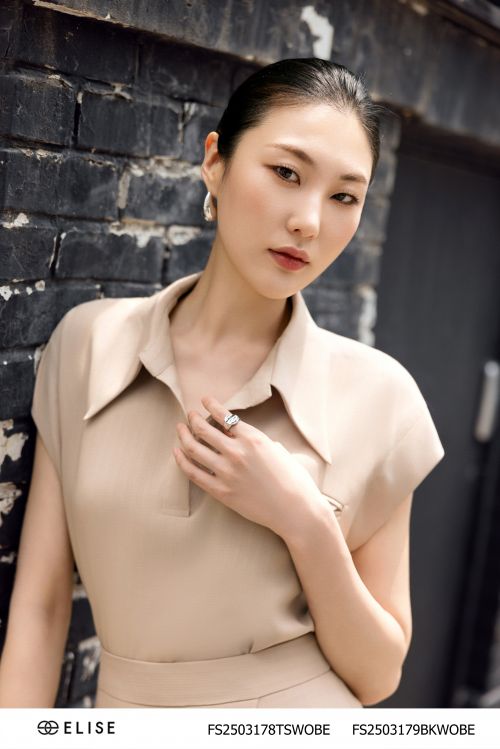 ÁO VÂN BE NÂU CỔ ĐỨC CƠI TÚI NGỰC