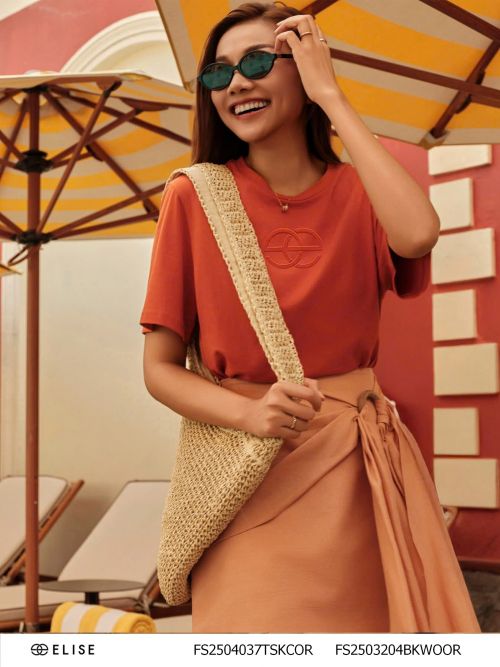 JUPE LINEN CAM XẾP NHÚN DÂY VẠT