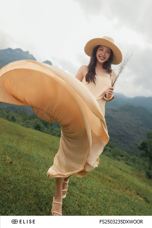 ĐẦM 2 DÂY XOẮN ĐŨI CAM SỮA