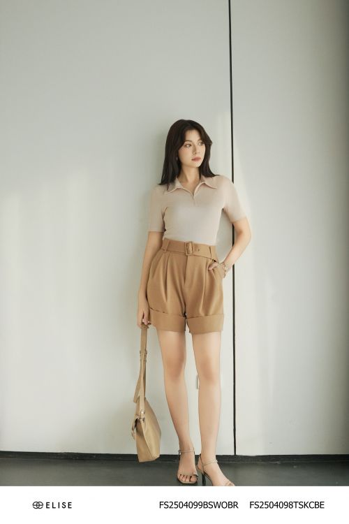 QUẦN SOOC NÂU ĐAI CẠP DIỄU CHỈ