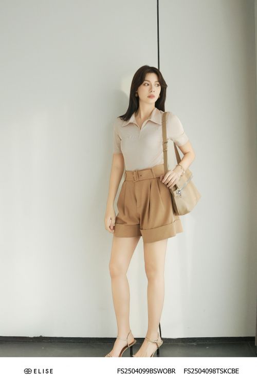 QUẦN SOOC NÂU ĐAI CẠP DIỄU CHỈ