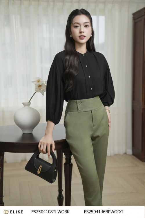 SM SẠN ĐEN CỔ TÀU XẾP LY NẸP