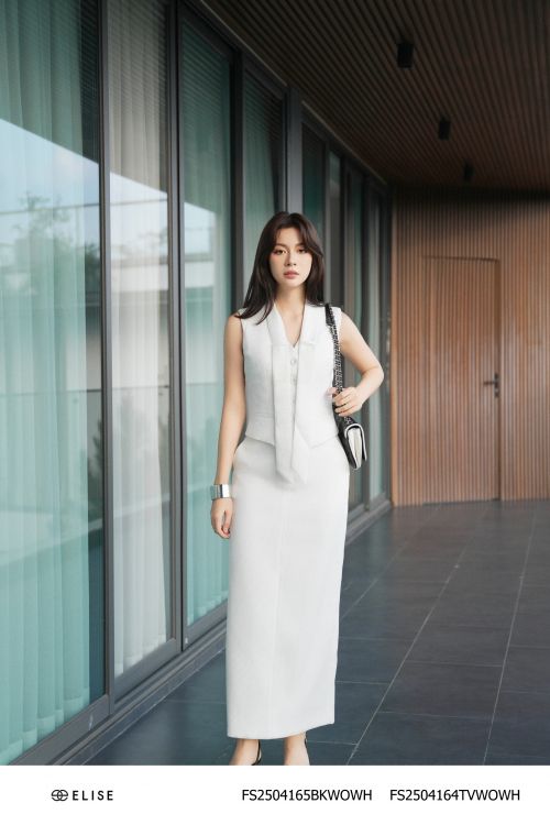 JUPE DÀI SỢI TRẮNG TÚI CHÉO