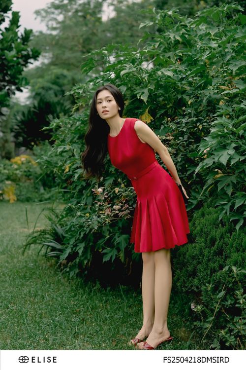 ĐẦM LỤA ĐỎ ĐẬM CAN XẾP LY