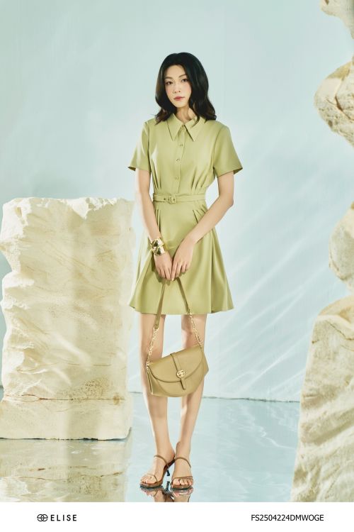 ĐẦM XANH CỐM NON XẾP LY EO