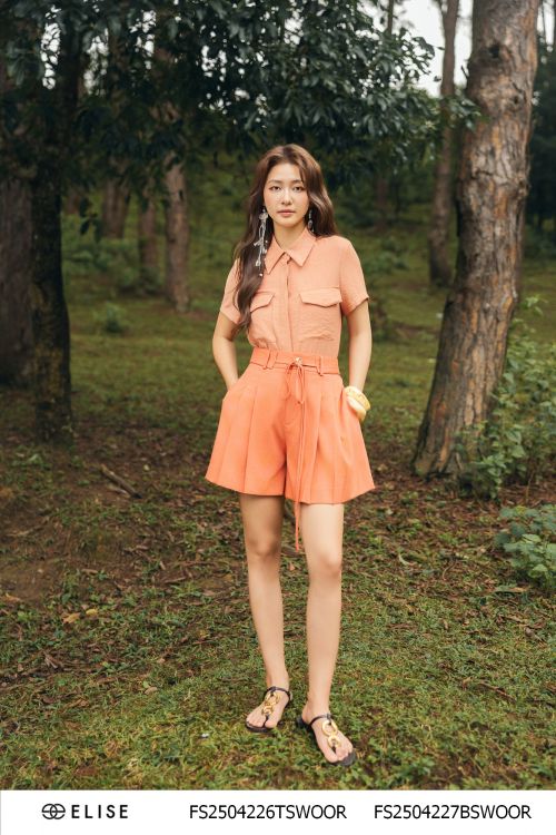 QUẦN SOOC CAM ĐẤT XẾP LY BUỘC DÂY CẠP